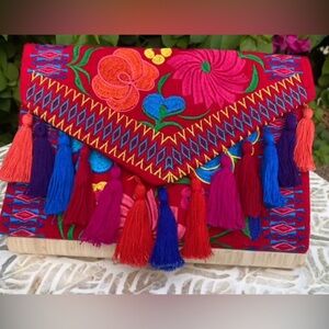 Colorful Embroidered Clutch